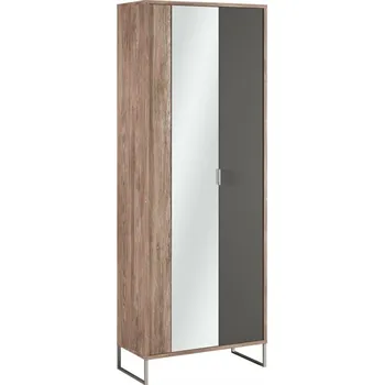 Šatní skříň Skříň šatní policová se zrcadlem dub halifax/antracit DENVER