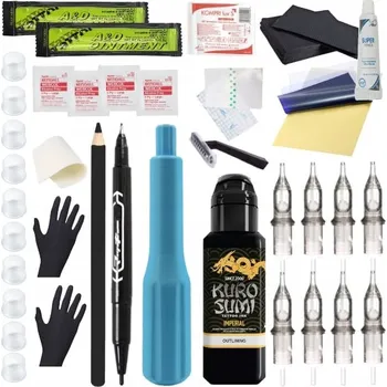 Tetovací barva HANDPOKE TETOVACÍ SADA 18 S BARVOU KURO SUMI 44ML