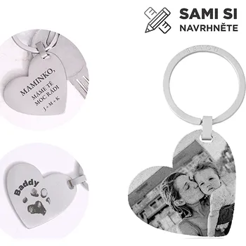 Klíčenka s vlastním motivem srdce stříbrné