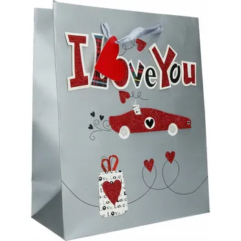 Dárková taška Dárková taška na Valentýna I love You srdíčka V-88