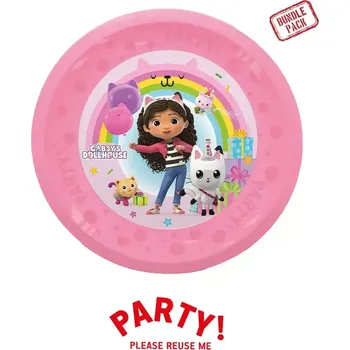 Talíř Plastové talíře Gábinin kouzelný domek znovupoužitelný 21cm - 4ks