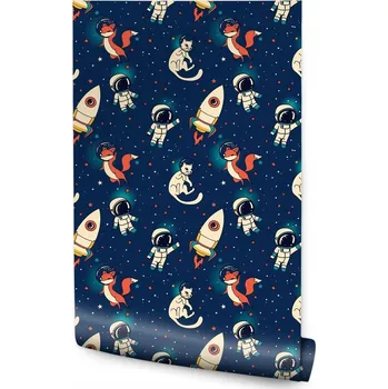 Fototapeta Tapeta do dětského pokoje liška kosmonaut vesmír