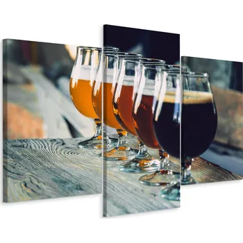 Obraz Třídílný obraz Tmavé PIVO ve skle 3D 60x40 cm