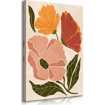 Obraz OBRAZ DO OBÝVÁKU BAREVNÉ LUČNÍ KVĚTY VLČÍ MÁKY ZÁTIŠÍ BOHO 60x90