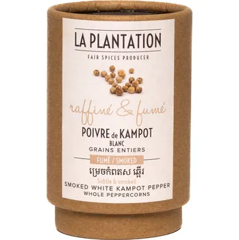 Koření La Plantation Kampotský pepř bílý zauzený studeným kouřem 50g tubus