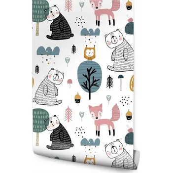 Fototapeta Tapeta do dětského pokoje medvídci sovy v lese