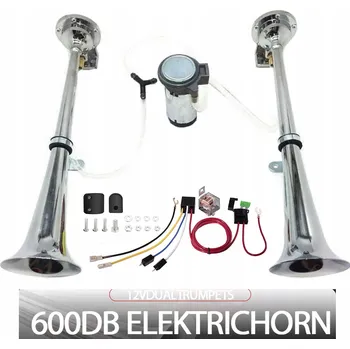 Houkačka KLAKSON NA NÁKLADNÍ AUTO TRUBKA KOMPRESOR 12V 17 palců HLASNÁ PNEUMATICKÁ 600dB CHROMOVÁ