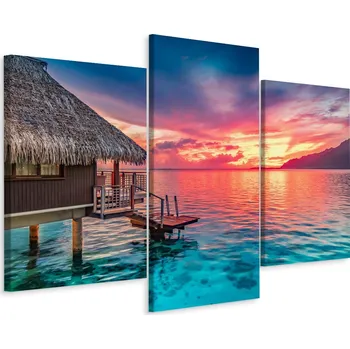Obraz Obraz Triptych OCEAN Západ Slunce Výhled 3D 60x40