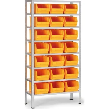 Dílenský regál B2B Partner Regál s plastovými boxy BASIC, 1730 x 850 x 300 mm, 21x box C