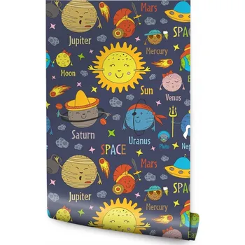 Fototapeta Dětská tapeta na zeď planety slunce UFO