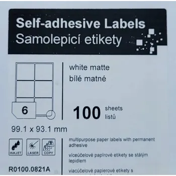 Speciální papír Samolepicí etiketa Rayfilm bílá matná 99,1x93,1 laser/inkoust 100 listů