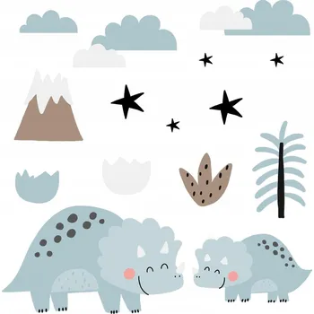 Obraz Sada dětských samolepek na zeď Dinosauři Divoká vegetace 60x102 cm