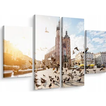 Obraz Obraz 4dílný Krakov bazilika Památky 3D 80x60