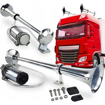 Houkačka FANFÁRA KLAKSON PRO TIR, HLASITÝ PNEUMATICKÝ SIGNÁL 12V S KOMPRESOREM, TRUBKA