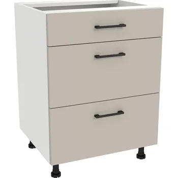 Komoda Kuchyňská skříňka se zásuvkami 60 CAPRI Bílá čela, kašmírově matná