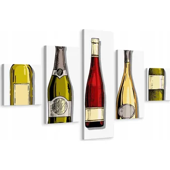 Obraz Vícedílný obraz do kanceláře, motiv láhve vína, bar, 250x150 cm