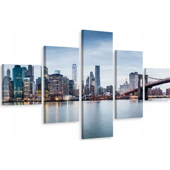 Obraz Obraz PĚTIDÍLNÝ (PENTAPTYCH) Město New York 3D Efekt 200x120 cm