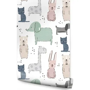 Fototapeta Dětská tapeta roztomilá barevná lesní zvířátka