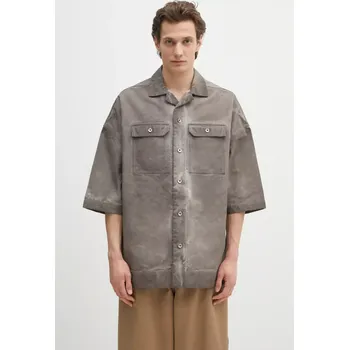 Pánská košile Bavlněná košile Rick Owens DRKSHDW Magnum Tommy pánská, šedá barva, relaxed, s klasickým límcem, DU01E3290.CVS, M, 90X