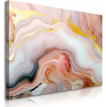 Obraz OBRAZ NA PLÁTNĚ PASTELOVÝ RŮŽOVÝ MRAMOR ABSTRAKCE STYL GLAMOUR 120x80