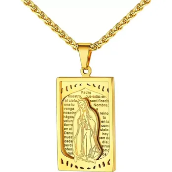 Náhrdelník Ocelový medailonek Svatá Marie Matka Boží Zlatý - Model BEZ ŘETÍZKU (pouze přívěsek)