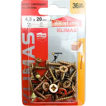 Vrták VRUTY DO DŘEVA KALENÉ 4,5x20mm PZ blister BWK Wkręt-met 36 ks