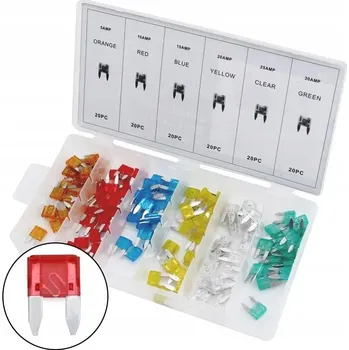 Autopojistky SADA AUTOMOBILOVÝCH POJISTEK MINI 120 KUSŮ DESKOVÁ