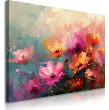 Obraz OBRAZ NA PLÁTNĚ DO OBÝVÁKU BAREVNÉ KVĚTY LOUČNÍ AKVARELY PŘÍRODA 40x30