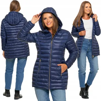 Dámská softshellová bunda DÁMSKÁ PŘECHODOVÁ PÉŘOVÁ BUNDA S KAPUCÍ PROŠÍVANÁ MORAJ, TMAVĚ MODRÁ, VELIKOST M