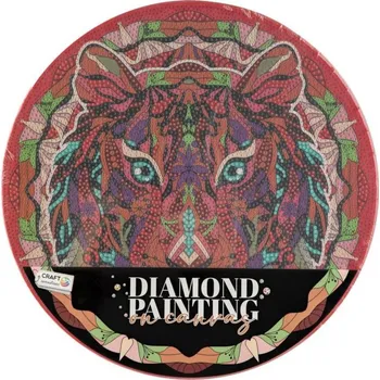 Diamantové malování SMT Creatoys Diamantové malování mandala - lev průměr 30cm s doplňky ve fólii