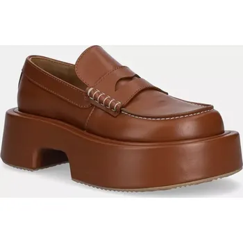 Dámské mokasíny Kožené mokasíny JW Anderson Platform Moccasin dámské, hnědá barva, na platformě, FW0169.LA0020.640, 36, 88X