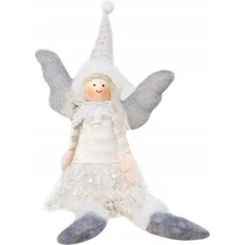 Vánoční dekorace ANDĚL FIGURKA ANDÍLEK VÁNOČNÍ SEDÍCÍ PANENKA POMOCNÍK MIKULÁŠE DEKORACE