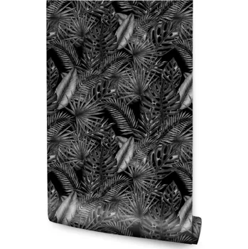 Fototapeta Tapeta do obýváku Černé LISTY Tropické Monstera Palmy Abstrakce
