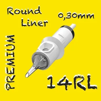Tetovací jehla 14RL PREMIUM CARTRIDGE 0,30MM ROUND LINER 1KS N2 TETOVACÍ JEHLY