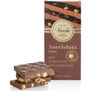 Čokoláda Venchi mléčná čokoláda s celými lískovými ořechy 100g