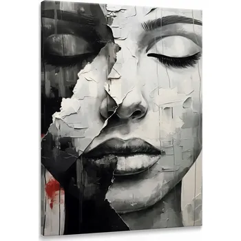 Obraz Obraz Na Plátně do Obýváku PORTRET Ženy Rty Abstrakce Beton 80x120