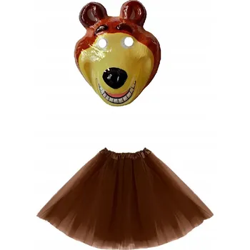 Karnevalový kostým SUPER Sada Medvídka Kostým Máša TuTu 40cm Maska PVC 2ks MK678
