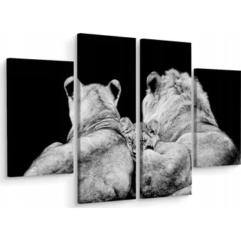 Obraz Obraz Tetratych Lví Rodina ZVÍŘATA 3D 80x60