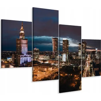 Obraz Obraz tetraptych Varšava Město Noc 3D 80x50