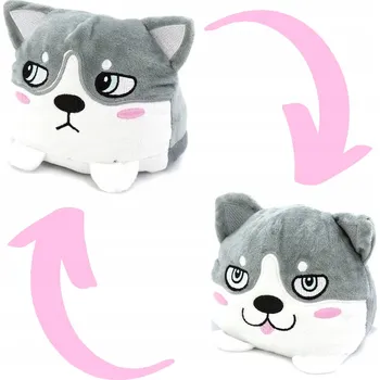 plyšák PLYŠOVÁ HRAČKA Pejsek HUSKY oboustranný MĚNÍ VÝRAZ - FLIPEK pes plyšák 2 v 1