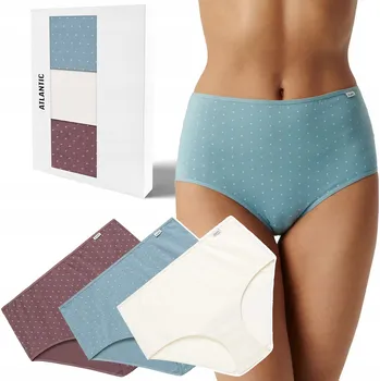 Dámské spodní prádlo ATLANTIC 3LP-223 kalhotky KLASICKÉ dámské bavlněné kalhotky MAXI 3 PÁRY - M