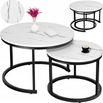 Konferenční stolek Konferenční stolek LoftInspired Galen kulatý 70 x 70 x 47 cm bílý