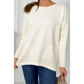 Dámský svetr Svetr s předními kapsami ecru UNI