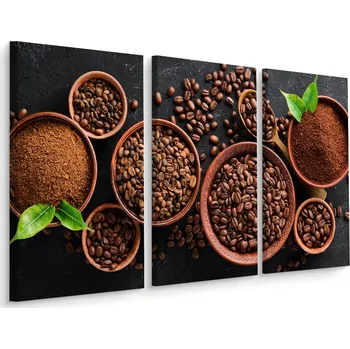 Obraz Obraz Triptych Mletá káva Zrna Espresso 60x40