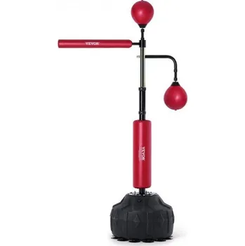 Boxovací pytel VEVOR Boxerský pytel na rychlost, boxovací pytel se stojanem, reflexní boxerský pytel pro teenagery a dospělé, výškově nastavitelná sada volně stojících úderových pytlů s rukavicemi, cvičební pytel na rychlost pro trénink v domácí posilovně, červený