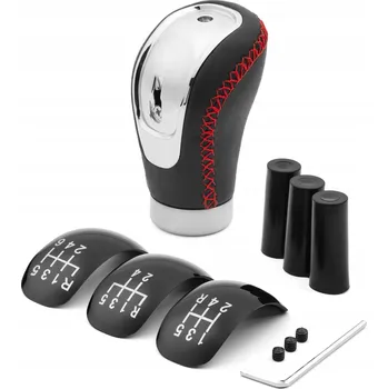 Hlavice řadicí páky UNIVERZÁLNÍ RUKOJEŤ ŘADÍCÍ PÁKY DO AUTA KŮŽE ČERVENÁ NIT SPORT TUNING