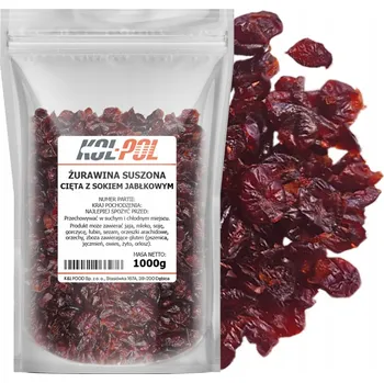 Sušená potravina Sušené Brusinky bez cukru s jablečnou šťávou 1 kg Krájené, přírodní Kol-Pol