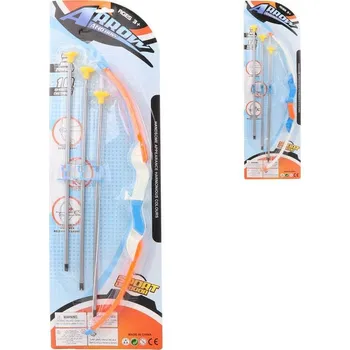 Dětská zbraň Luk 42cm + 3 soft šípy s přísavkami plast 2 barvy dětská sada na kartě