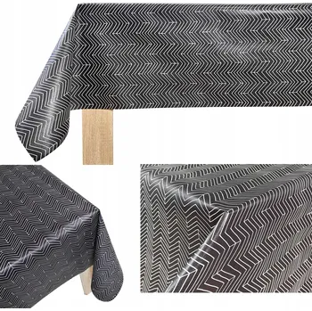 ubrus Pevný ubrus na stůl do domu i zahrady, vzor rybí kost, Antracit, 140x280 cm