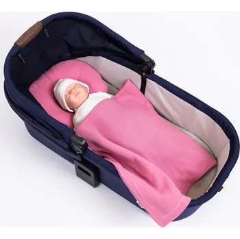 Příslušenství pro dětskou postel a kolébku Tulimese Souprava do kočárku mušelínová malinová